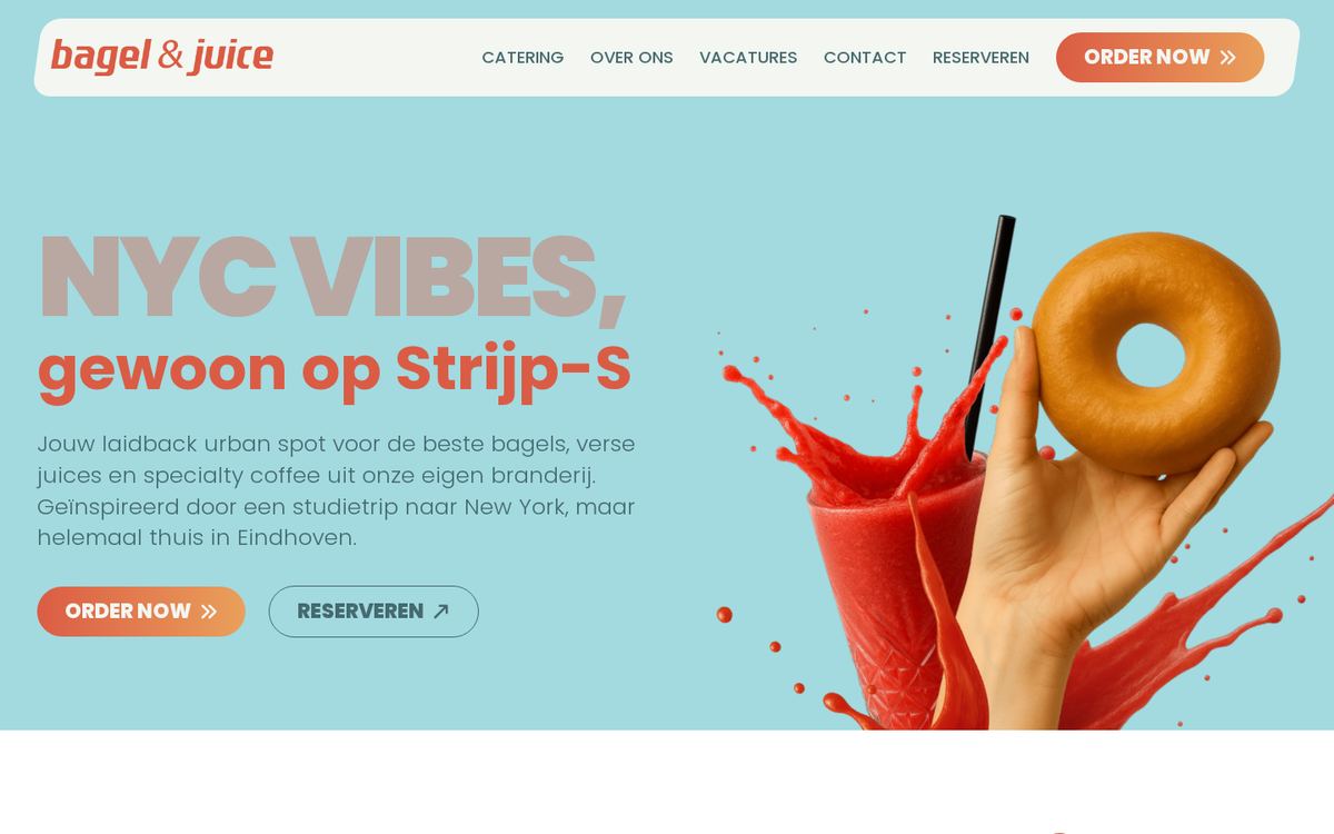 Website die wij bouwden voor Bagel & Juice