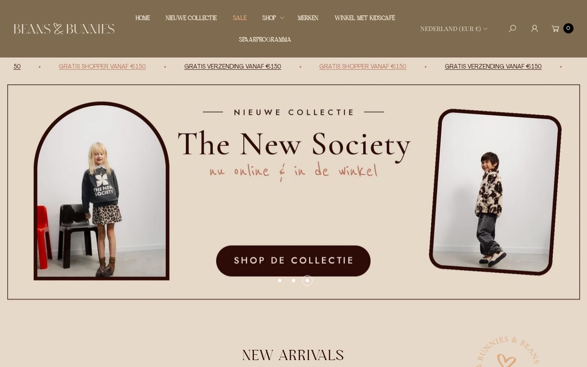 Webshop van Beans & Bunnies op Shopify