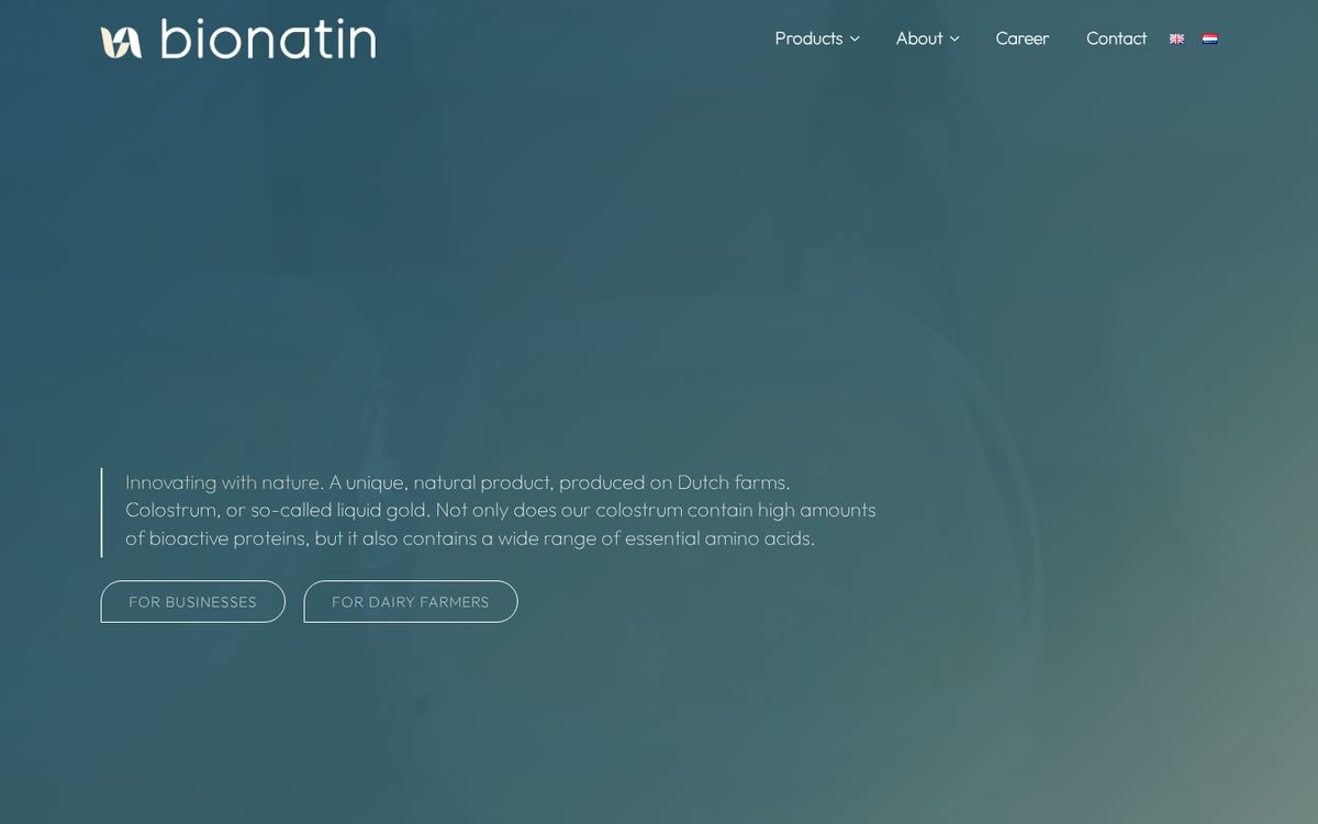 Website die wij bouwden voor Bionatin
