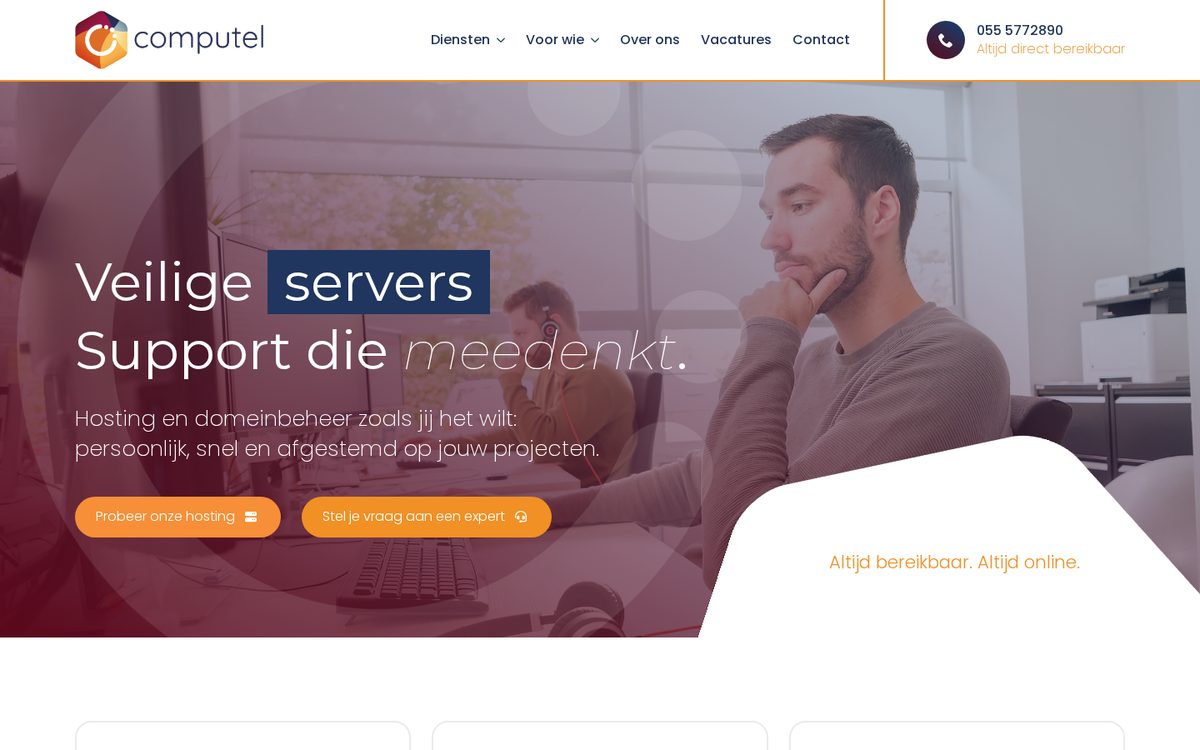 Website die wij bouwden voor Computel