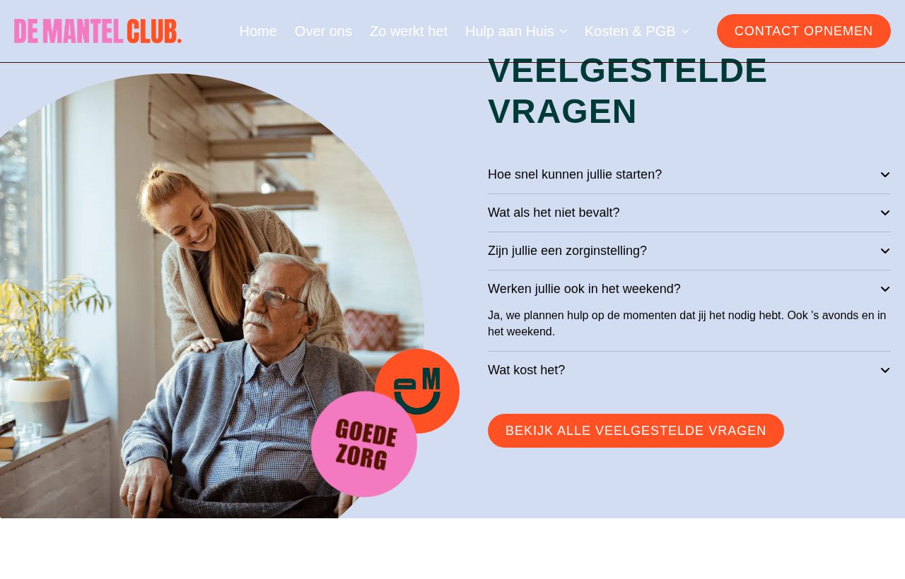 De website die wij bouwden voor De Mantelclub