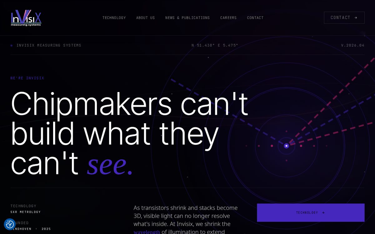 Website die wij bouwden voor Invisix Measuring Systems