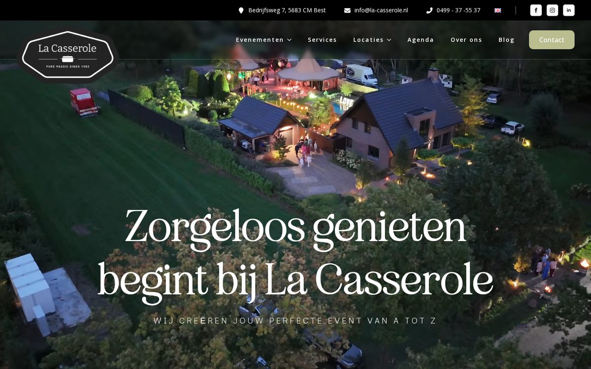 Website van La Casserole zoals opgeleverd