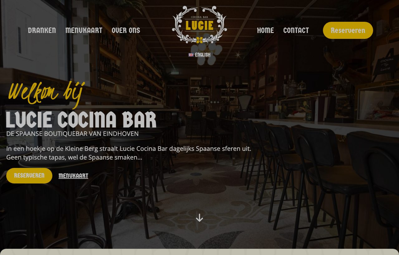 Website die wij bouwden voor Lucie Cocina