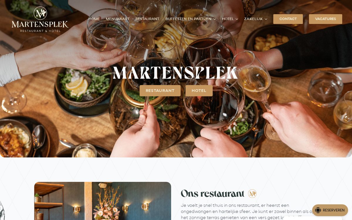 Website die wij bouwden voor Hotel Martensplek
