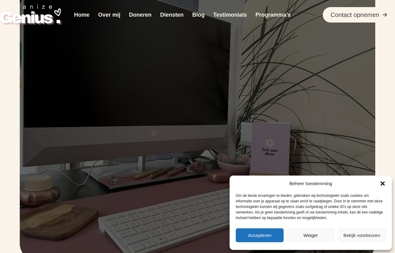 Website die wij bouwden voor Organize Genius