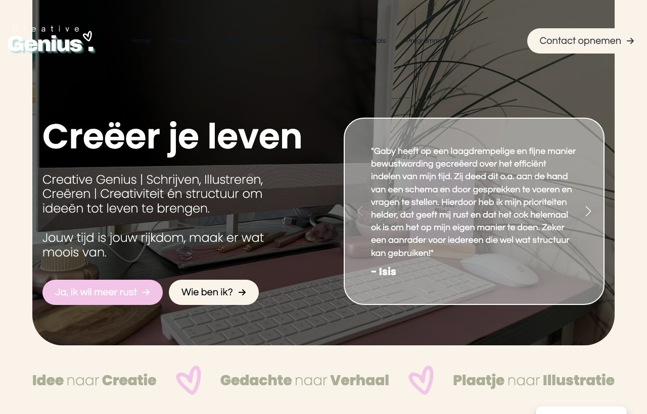 Website die wij bouwden voor Organize Genius
