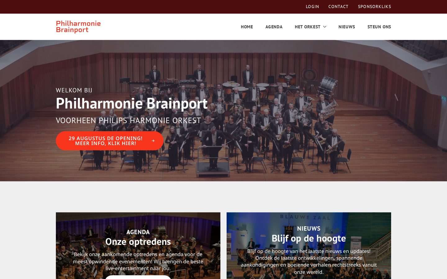 Website van Philharmonie Brainport zoals opgeleverd