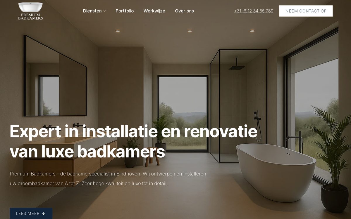 Website die wij bouwden voor Premium Badkamers