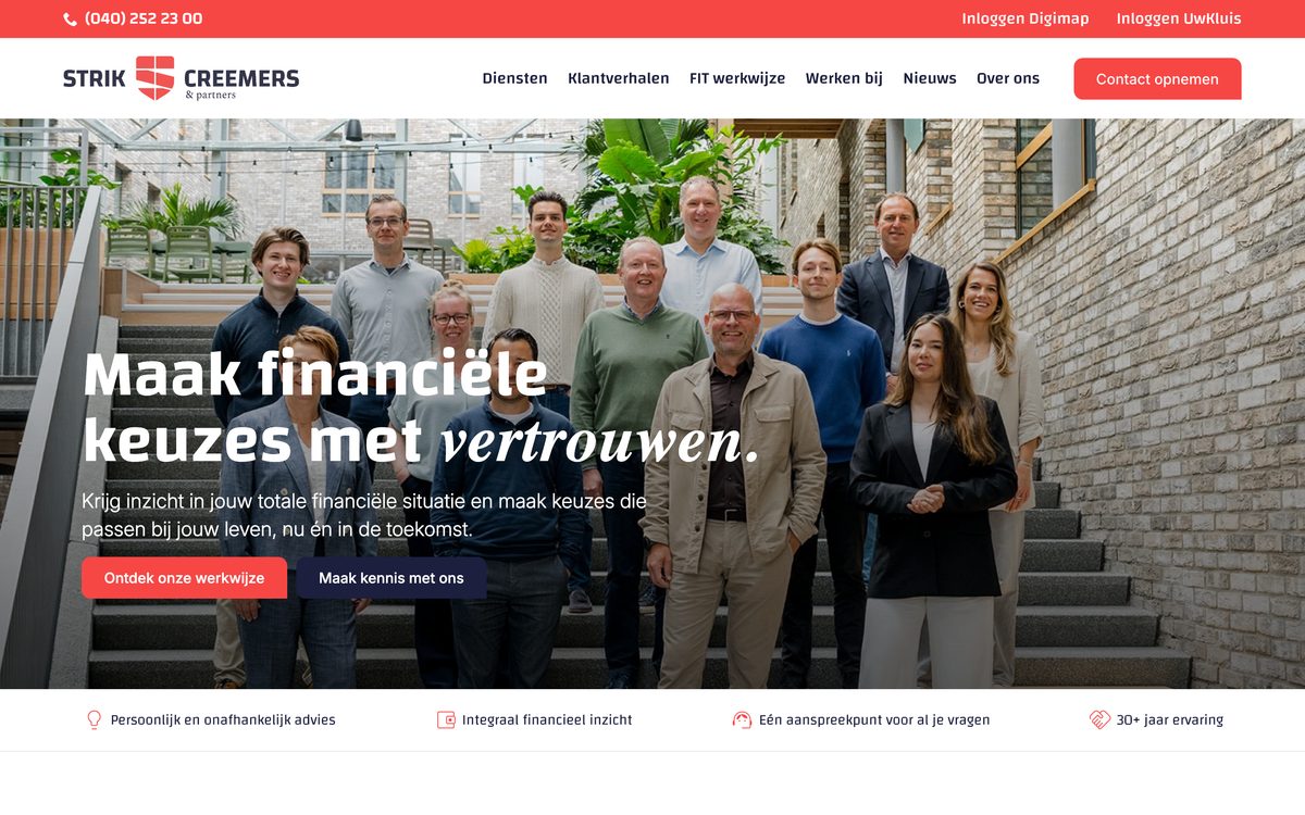 De website die wij bouwden voor Strik Creemers & Partners