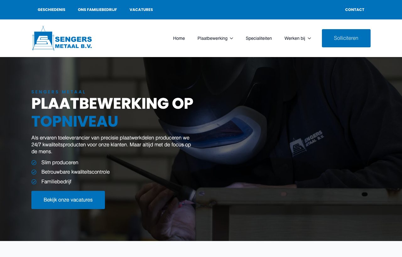 De website die wij bouwden voor Sengers