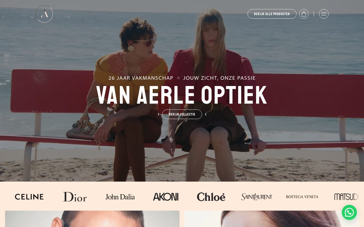 Website van Van Aerle Optiek, gebouwd in WordPress met Breakdance