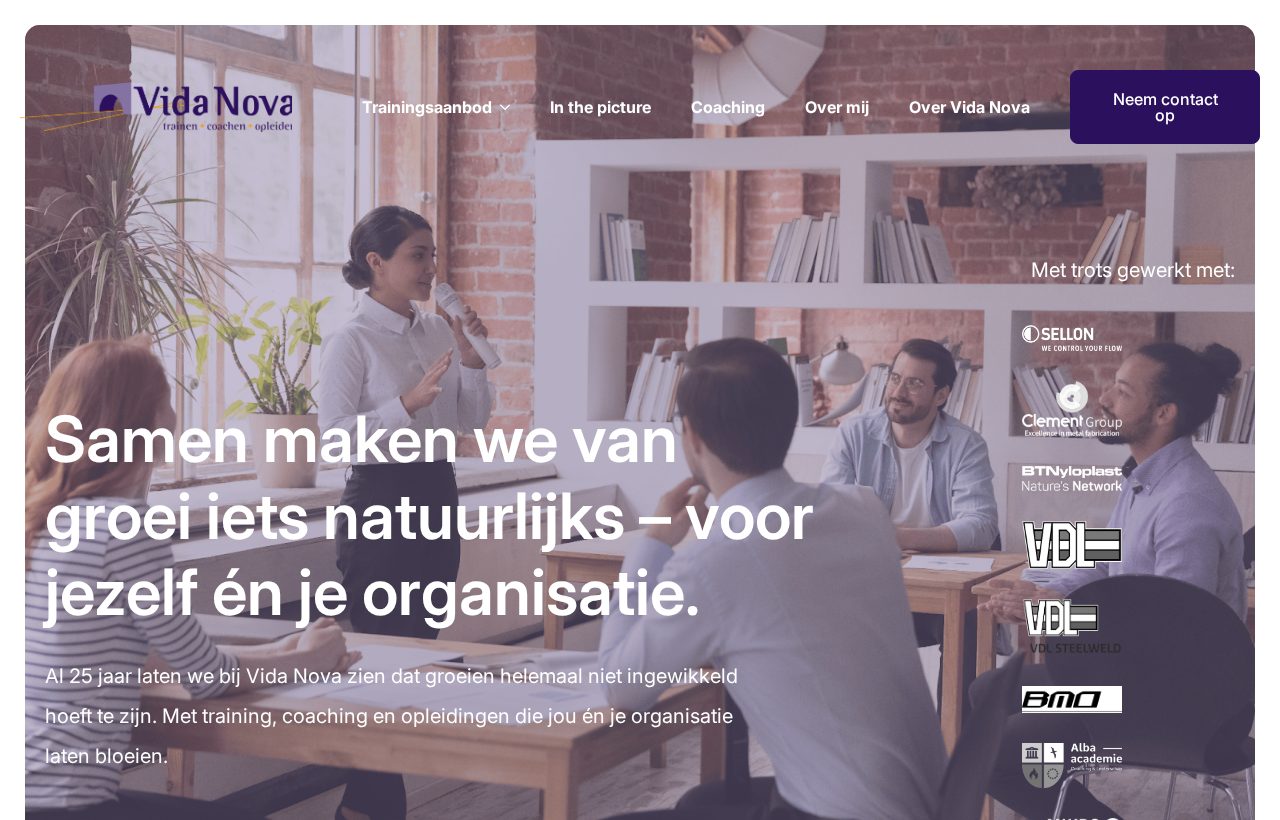 De website die wij bouwden voor Vida Nova